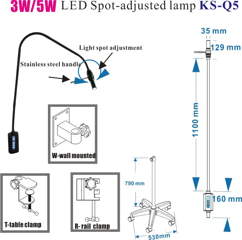 FOR LED Spot Examination Medical Light Ks-Q5 Mobile 3W Medical Examination Light