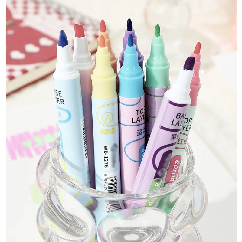 양면 변경 형광펜 세트, 학생 일기 스크랩북 그림 DIY 만들기, 학교 카와이