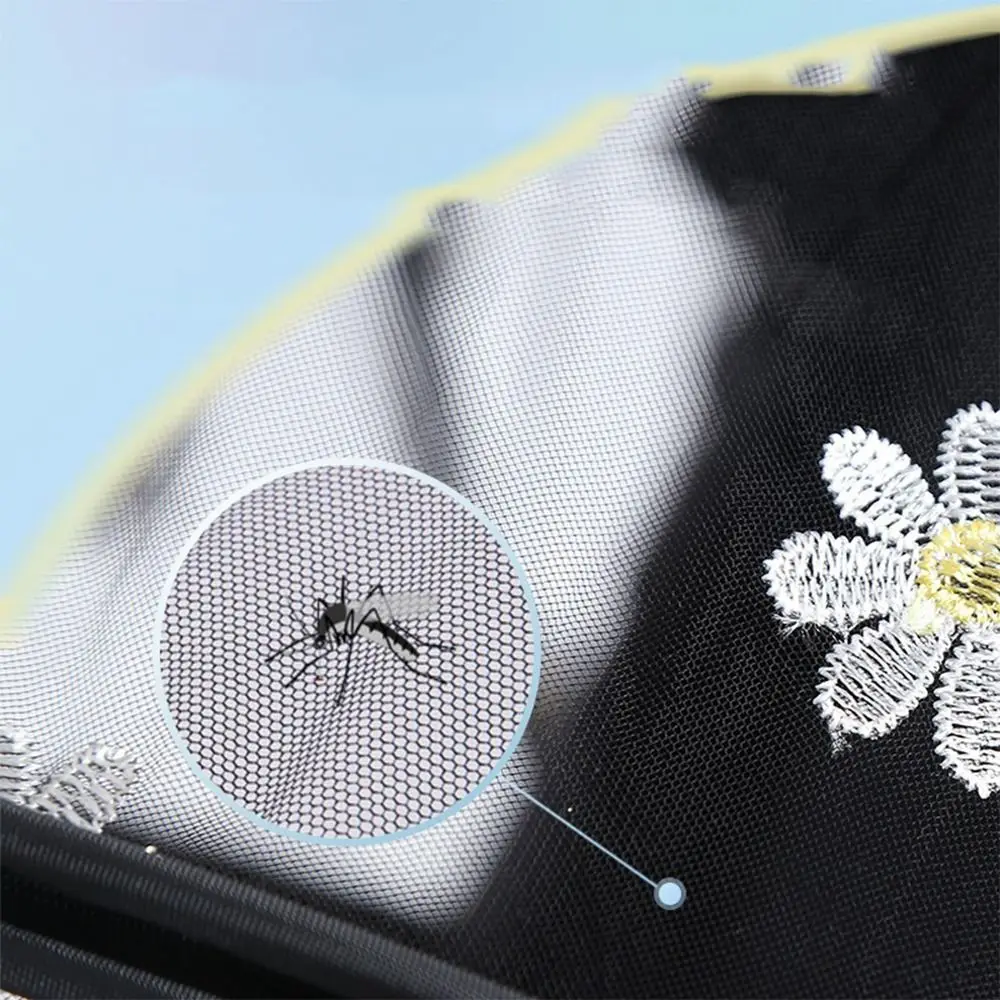 Flower Daisy Stroller Mosquito Net Baby Stroller Accessories Summer Mesh Canopy Zipper Type Mosquito Net Carriage Full Cover