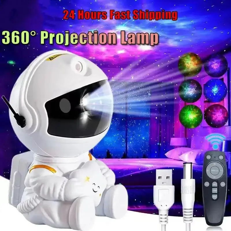 Imagem -02 - Galaxy Astronaut Star Projector Led Estrelado Atmosfera Luz Noturna Laser de 360 Graus Luz Nebulosa Decoração para Casa Presente Criativo