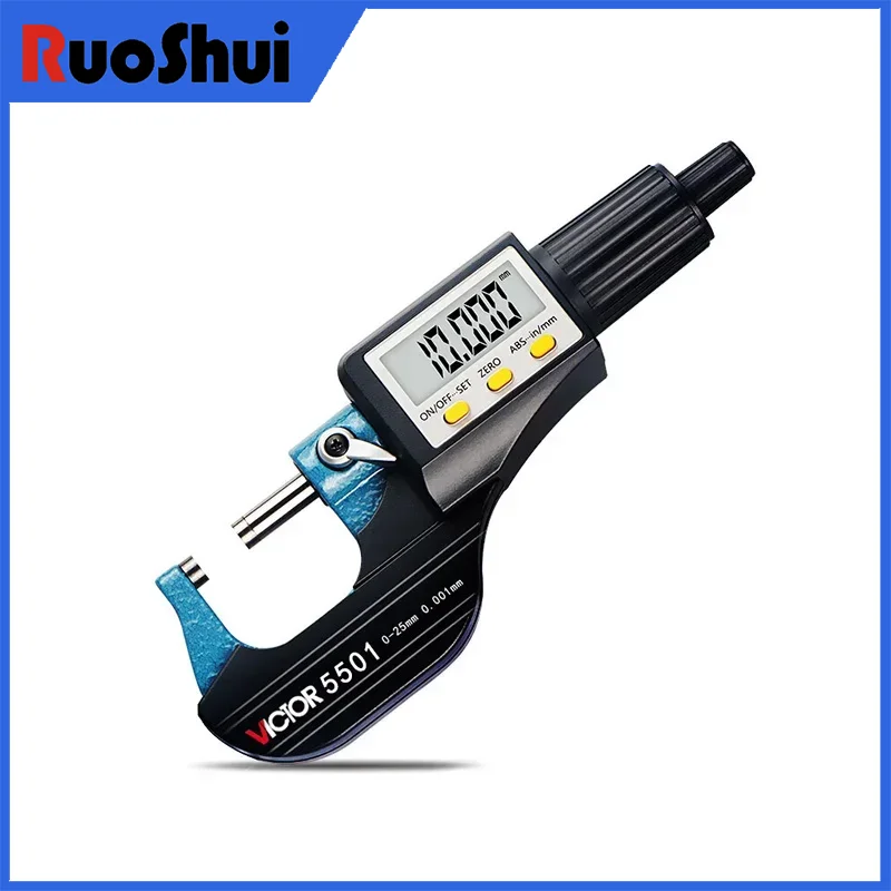 

Victor 5501 Digital Micrometer Range 0-25mm LCD Display High-Precision 0.001mm Division Value Durable Carbide Probe Micrometro