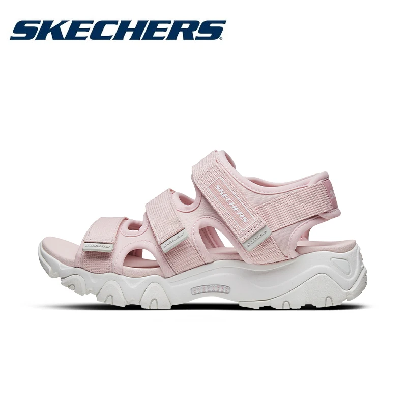 Skechers-Sandalias De plataforma con punta abierta para Mujer, zapatos De playa informales, originales, De verano