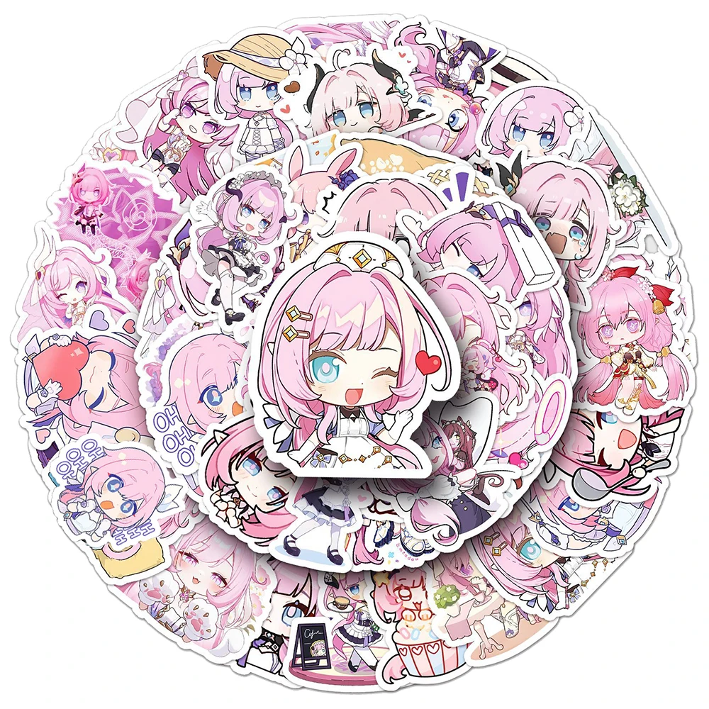 10/30/50pcs Kawaii Elysia Honkai Impact 3 Stickers Cute Anime Game Characters Sticker Notebook Phone Laptop Cartoon Decals Decor
