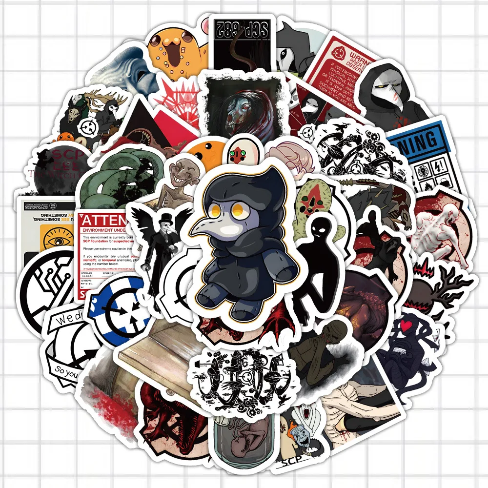60 قطعة من ملصقات كريم الأساس SCP حافظة هاتف كرتونية ملصقات مقاومة للماء