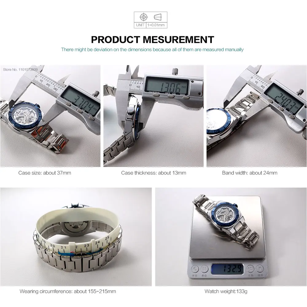 MEGIR Business Style Watch for Men Fashion Automatic Mechanical Wristwatch with Transparent Skeleton Dial & Stainless Steel Band