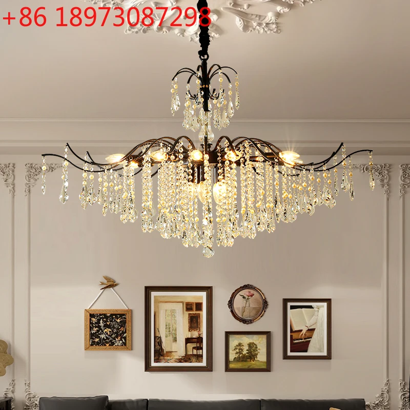 

Французская овальная длинная хрустальная люстра, простая столовая, бар, стойка регистрации, роскошная американская люстра