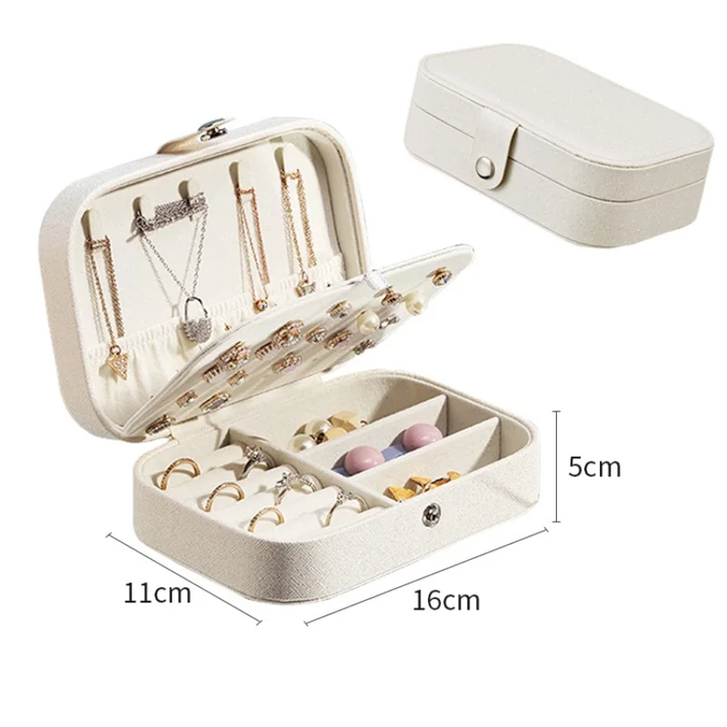 Ailodo Portable Jewelry Box Organizer For Women PU Leather Necklace Earrings Rings Bracelets Jewelry Storage Box Girls Gift 2024