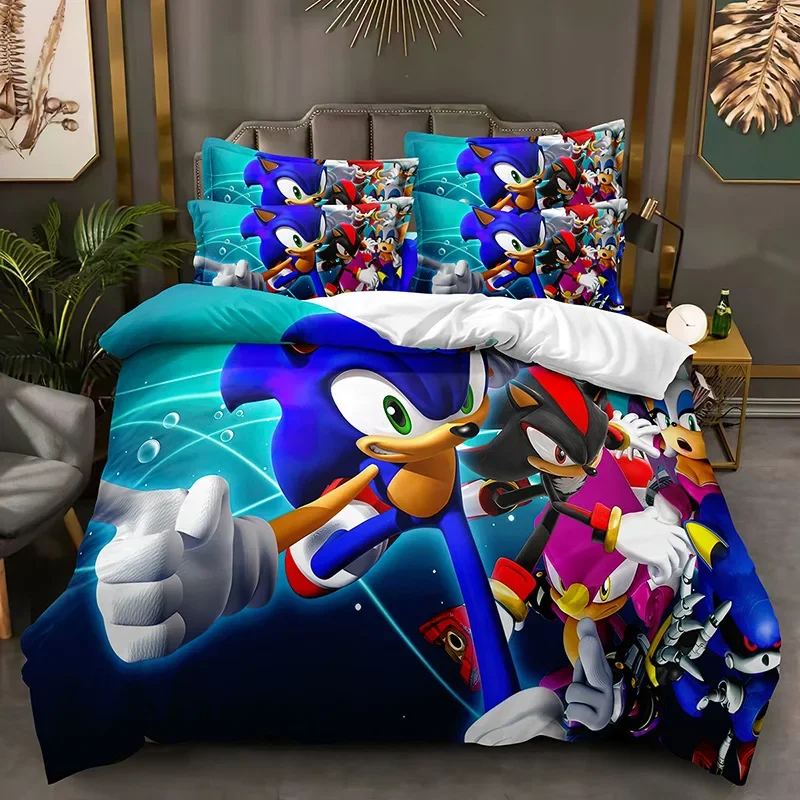 

Sonic Cartoon Bedding Children's Cartoon Quilt Cover Digital Printing Quilt Cover Set Comfortable Fashion Picture Kawaii Cartoon