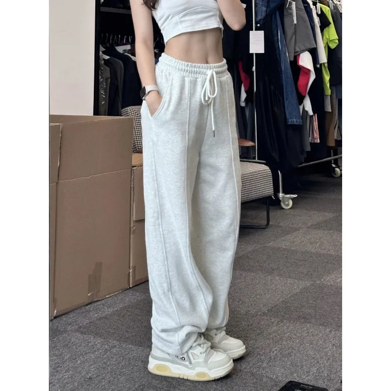 QWEEK Y2k Sports Baggy Sweatpants Woman Jogging Oversized Casual Wide Leg Pants America High Street Jogger Trousers Korean Style