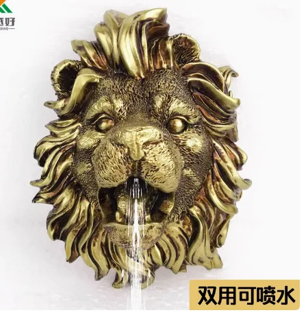 

Fountain nozzle head wall mounted lion head resin handicraft home decoration landscape water dispenser pool outdoor sculpture