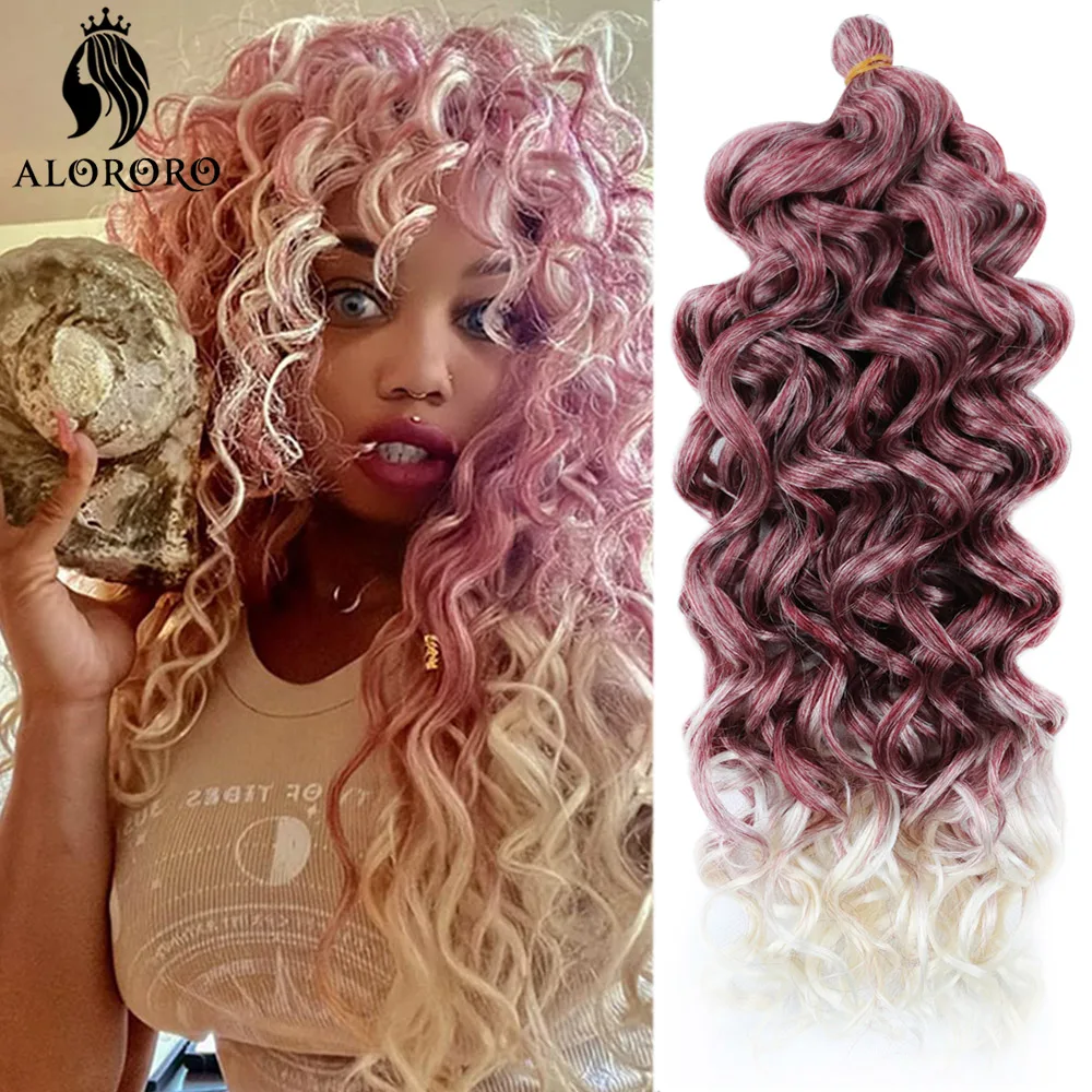 Deep Wave Crochet Twist langes Kunst haar für schwarze Frauen Wasserwelle Ombre Flechten Haar verlängerungen hohe Temperatur