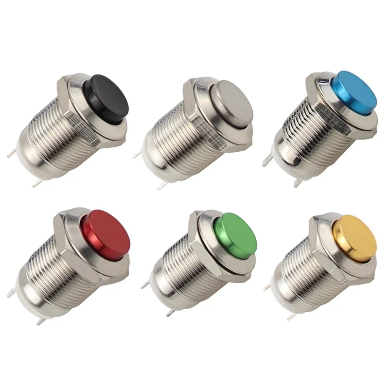 5/20/100PCS 12mm Metal Push Switch Car Start Horn Self Reset Switch Waterproof Momentary Button Switch High Round Red/ Green