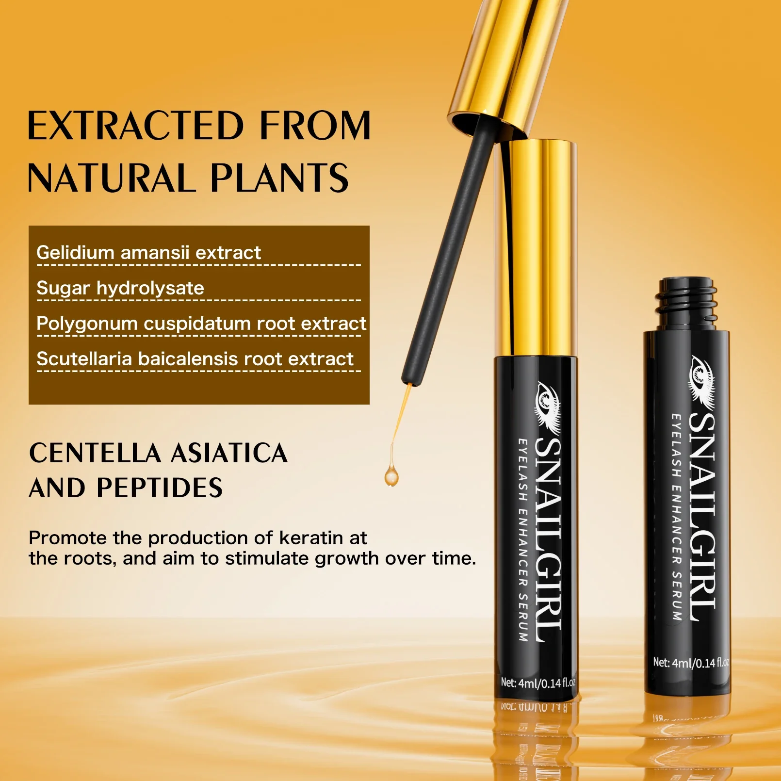 Siero per la crescita delle ciglia per ciglia più lunghe, più spesse, ripara naturale, nutre, idrata, cura dell'arricciatura danneggiata