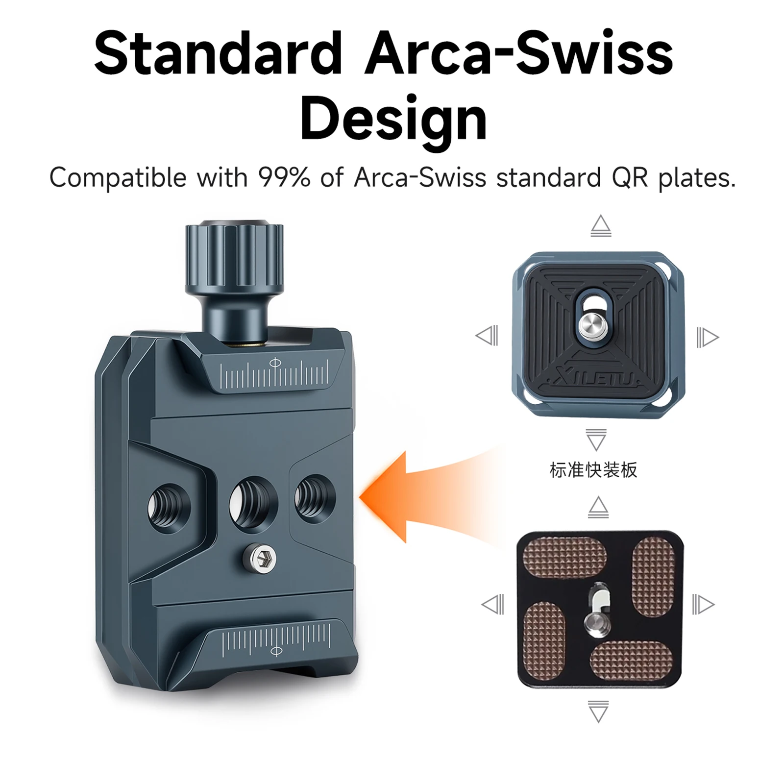 XILETU Arca Swiss QR 클램프 범용 카메라 삼각대 마운트 베이스 알루미늄 합금 1/4 3/8 나사산 DSLR 미러리스 Vlog 촬영용 썸네일 3