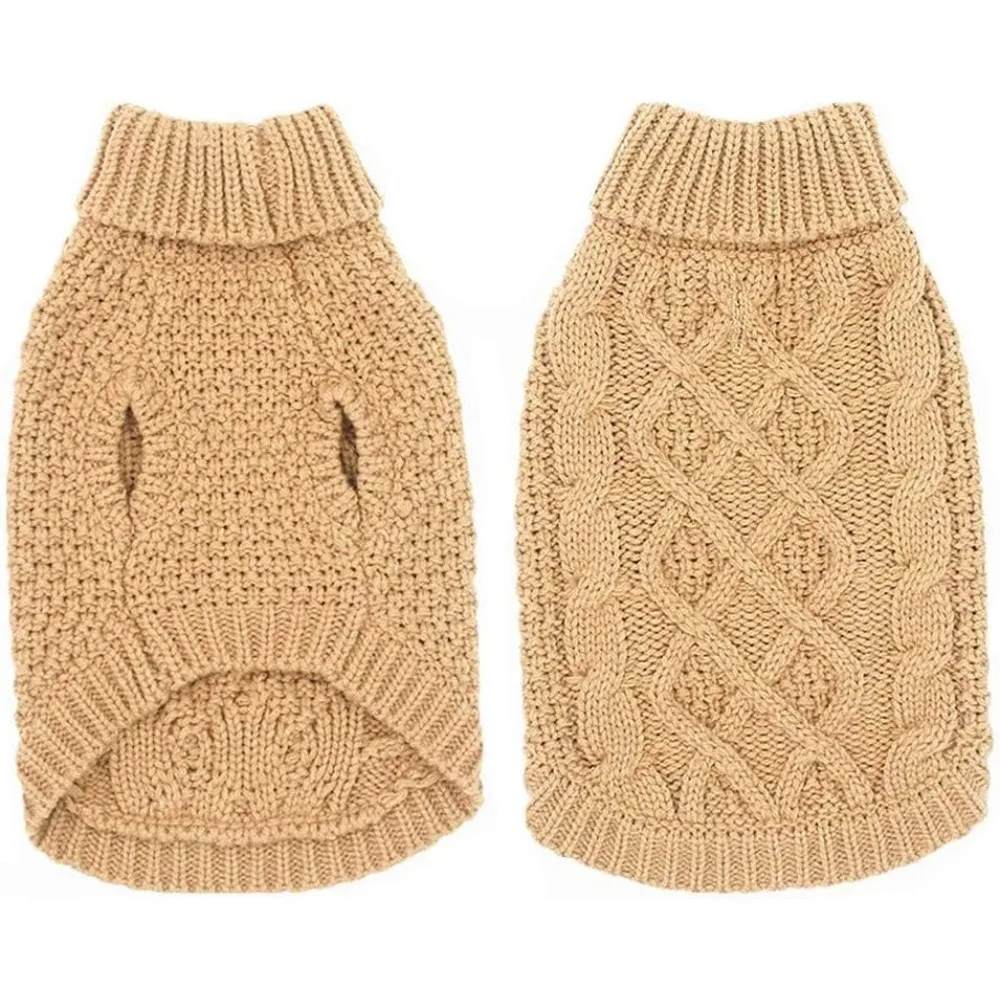 

Mihachi Turtleneck Dog Sweater - Winter Coat Apparel Classic Cable Knit Clothes with Leash Hole for Cold Weather, Ideal Gift for