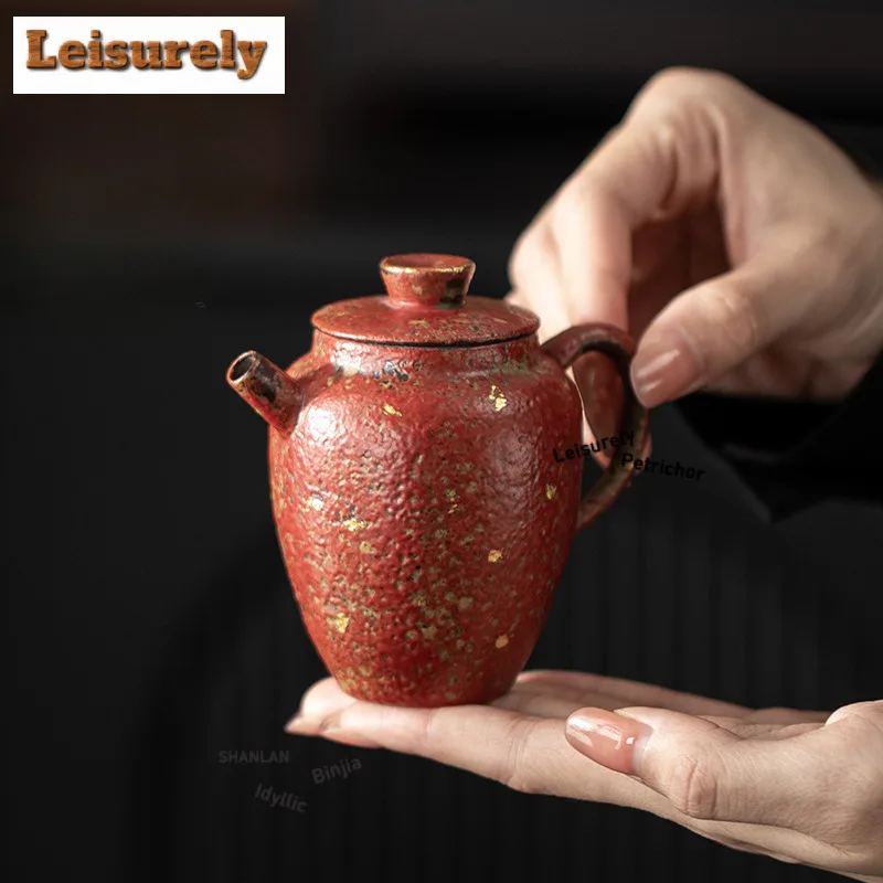 

140ml Gold Sprinkle Mountain Red Teapot Japanese Tea Infuser Pot Tea Maker Kettle With Filter Puer Cafes Supplies Gift Supplies