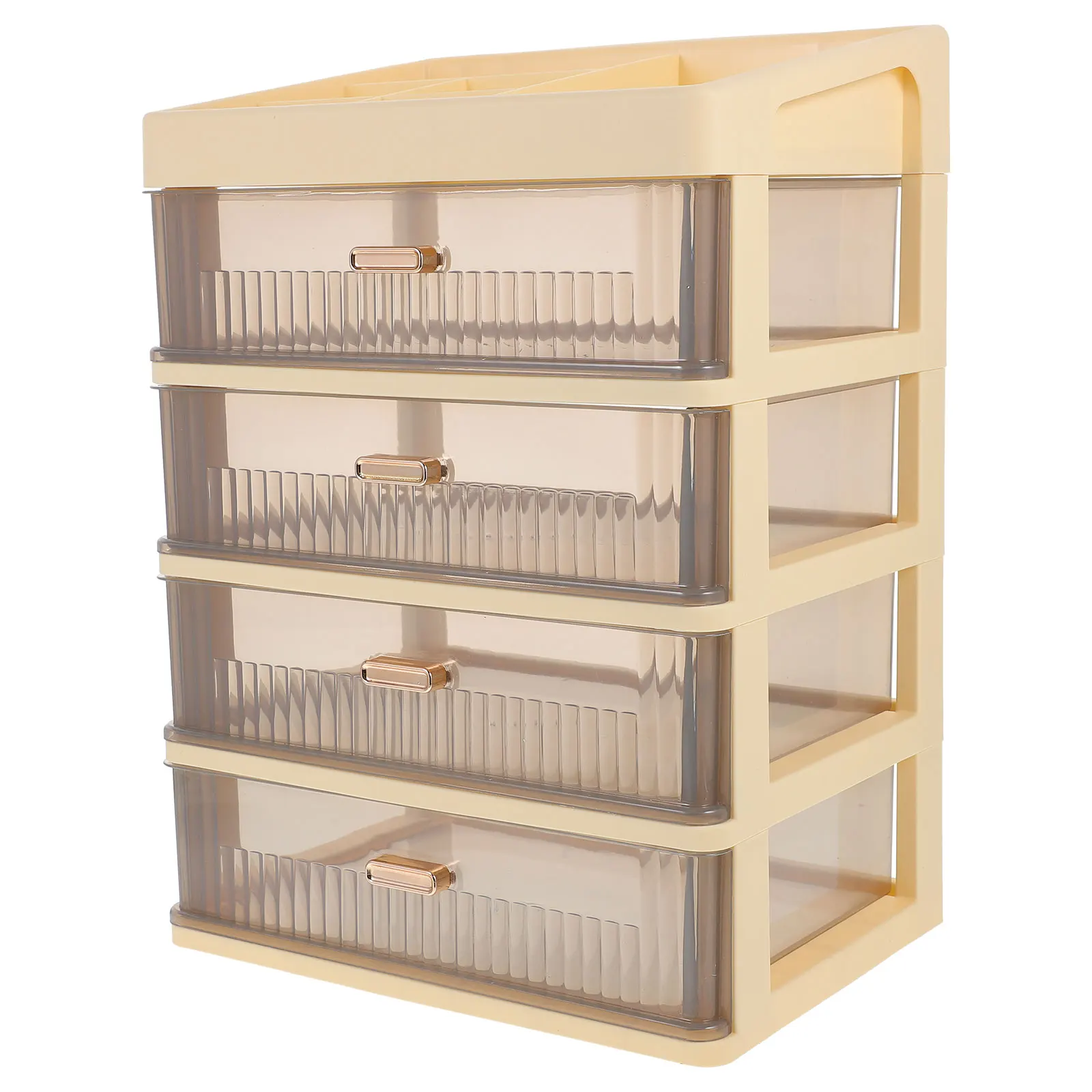 

4 Layers High Cover Transparent Drawer Box Desk Organizer Cream Frame Black Drawer Stationery PP Material Makeup Storage