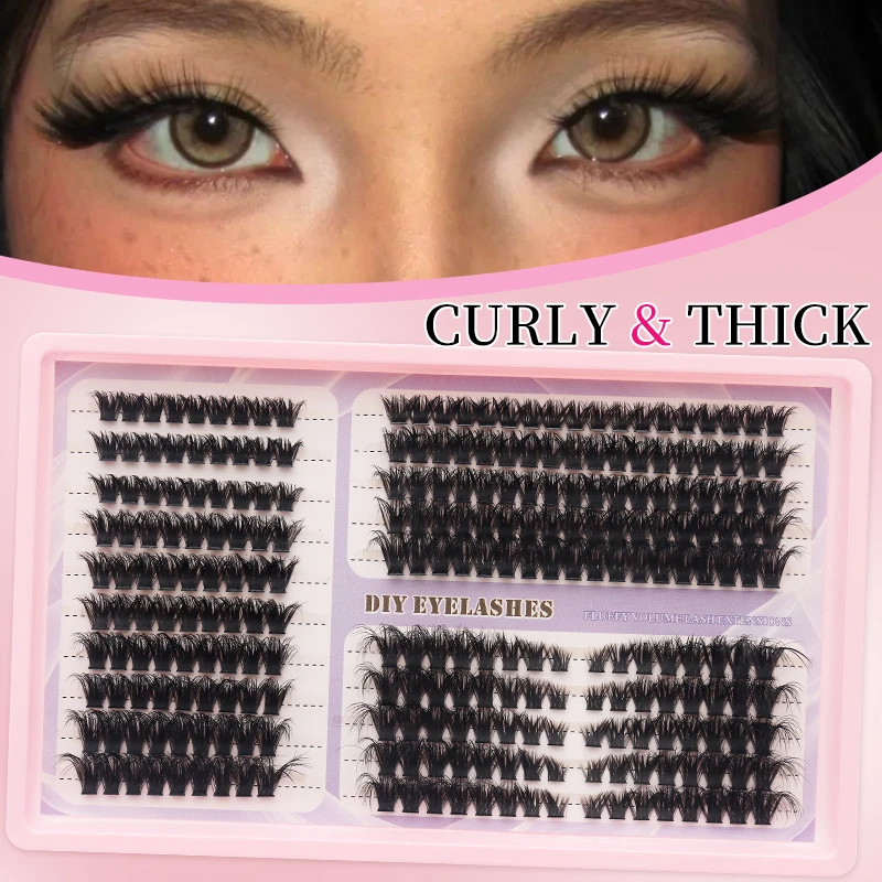 DINGSEN 20 Reihen Flauschige Cluster-Wimpern 100D Dicke Gemischte Bündel DIY-Kit Einzelne Wimpern Volumen Wispy Lash Wimpernverlängerung – Detail 1