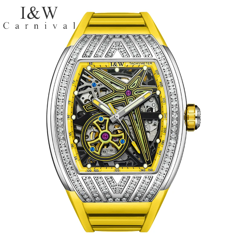 

Carnival Brand IW High-End Series Luxury Imported Movement Mechanical Watch Men Sports 50M Waterproof Skeleton Tourbillon Watch