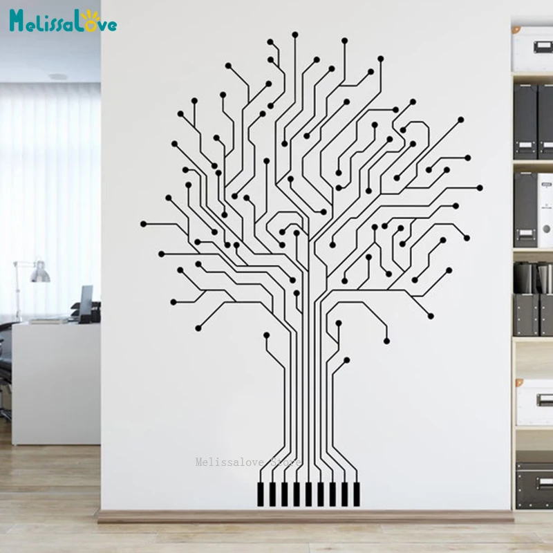 Circuit Board Wall Stickers Technology Vinyl Art Murals Gamer Room Computer IT Decor Software Science Office Decals YT6659