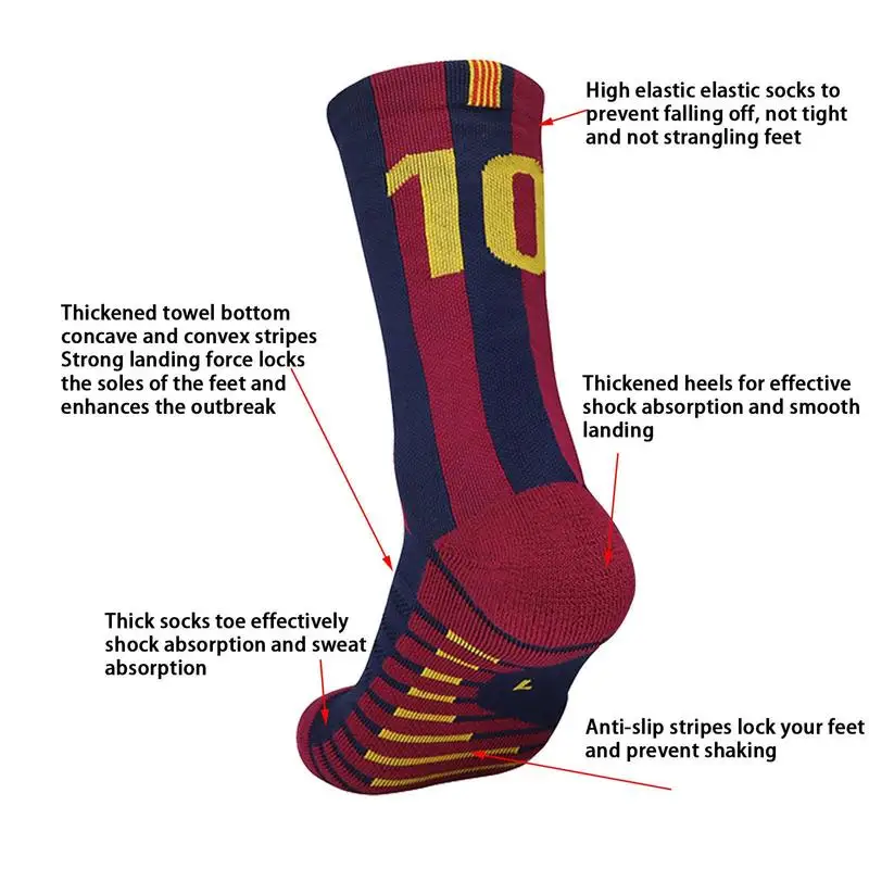 Number Football Socks Non-Slip Towel Bottom Tube Soccer Socks Paris Number High-Quality Adult Football Outdoor Jog Running