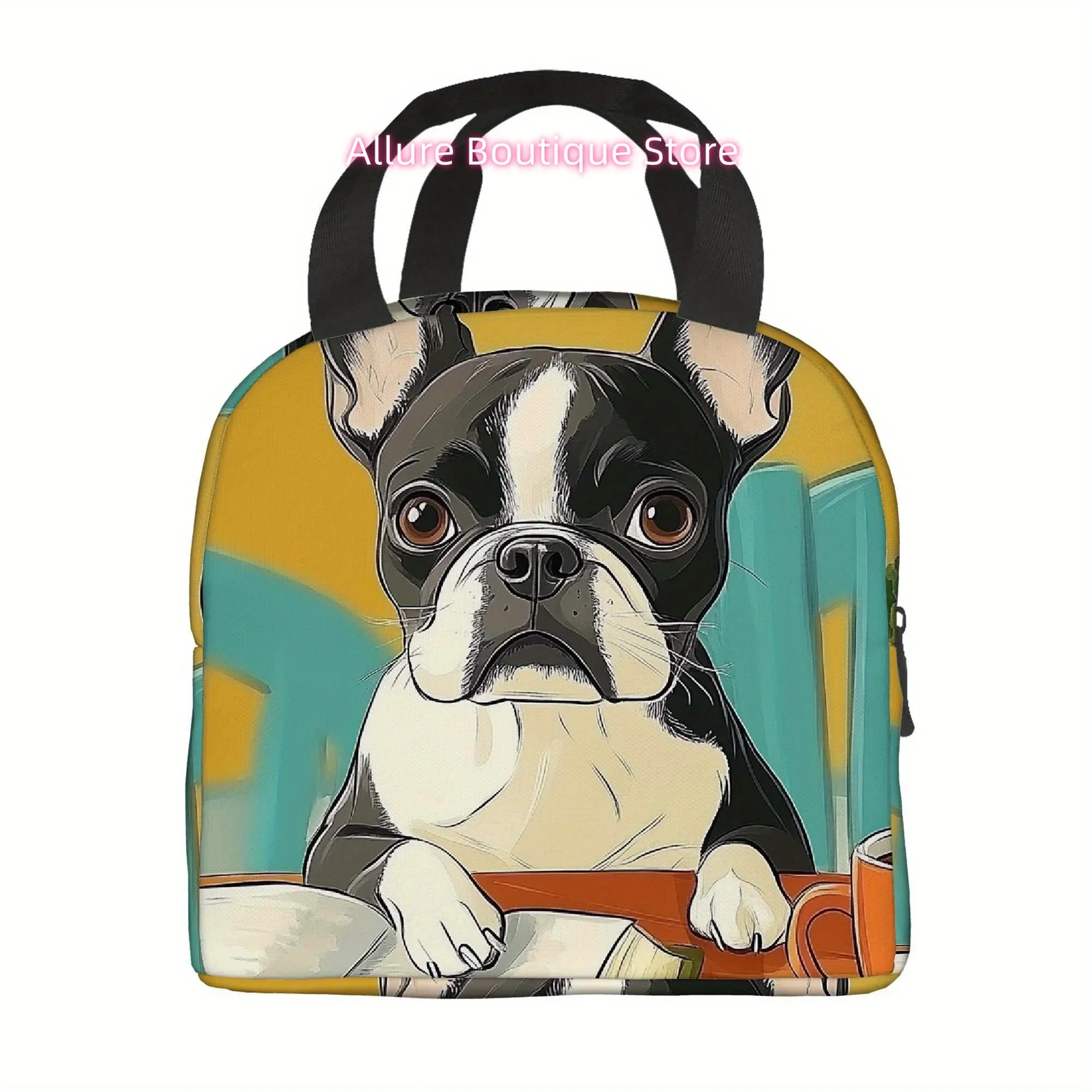 1pc, Dog Reading a Book with a Coffee Cup Nearby. Printed Thermal Insulation Bag, Not for Food Contact. Suitable for Home, Resta