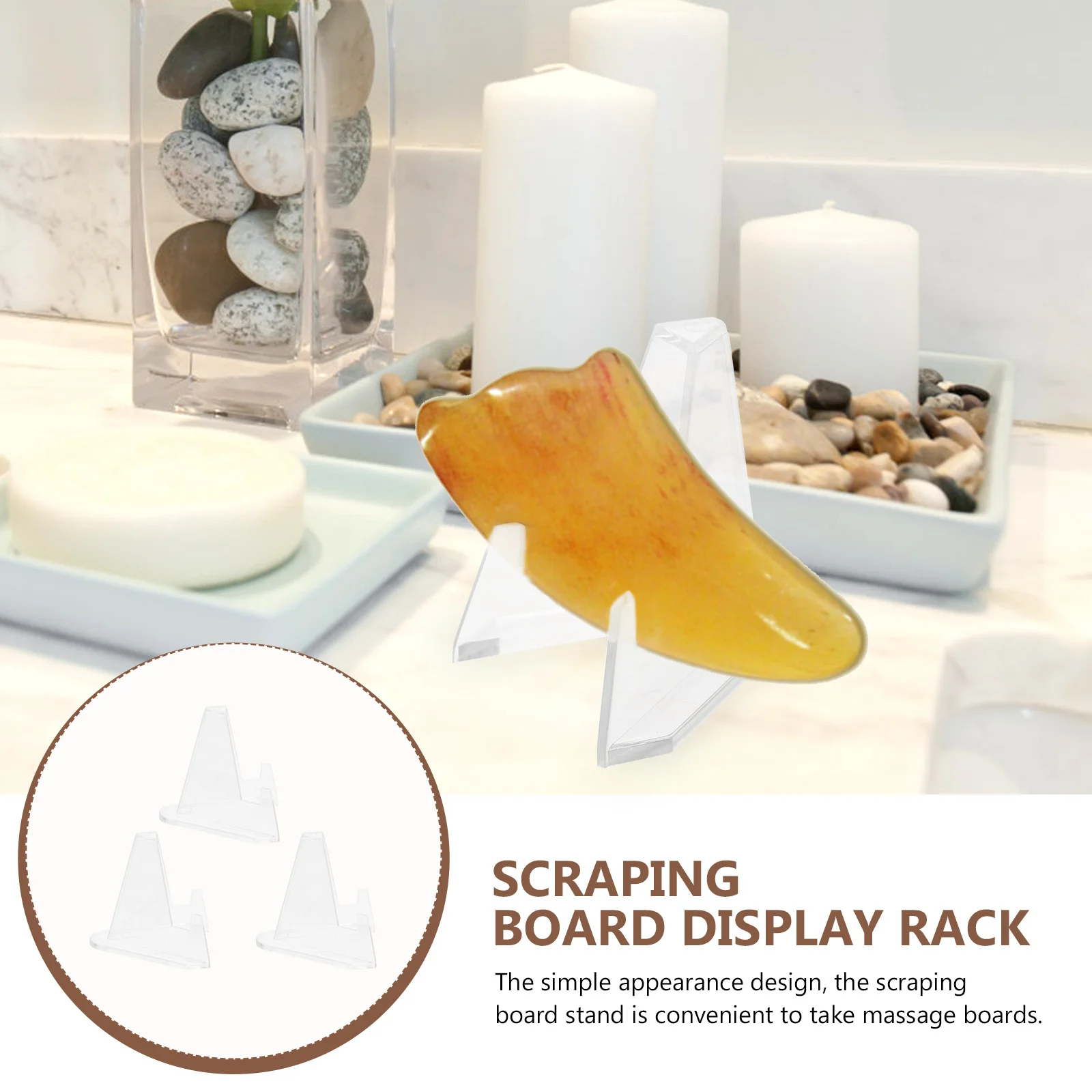 

3Pcs Desktop Scraping Board Display Holder Transparent Plastic Organizer Massager Rack Storage Stand Scraping Board Holder