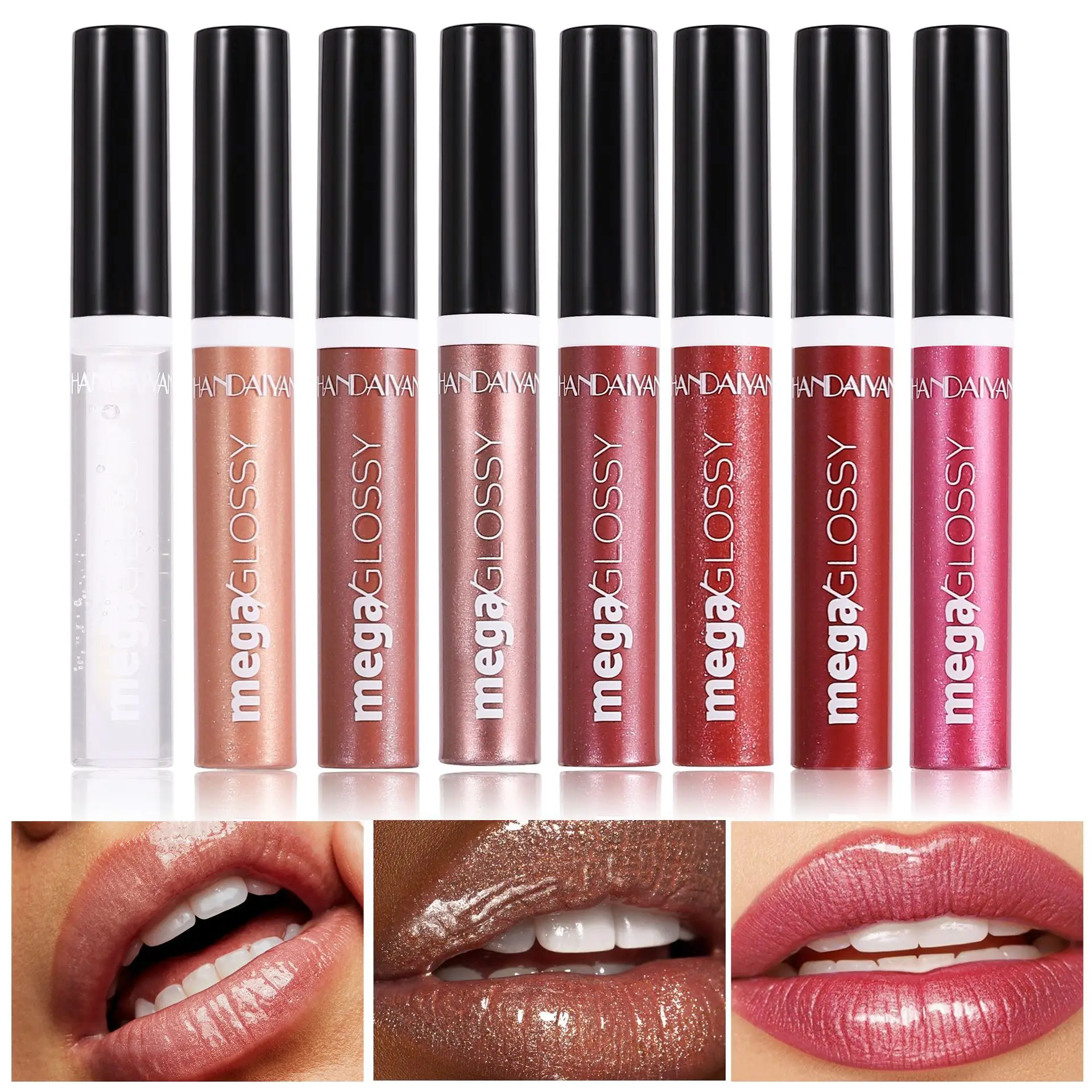 Handaiyan Pearl Lip Glaze Long Lasting Moisturizing Easy to Color Liquid Lipstick Shiny Water Mirror Lip Gloss Cosmetics Makeup