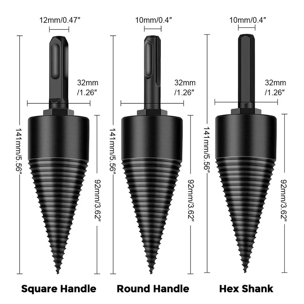 

1Set 45mm Firewood Splitter Cone Drill Bit Fast Splitting Multipurpose Accessory Hickory Walnut Oak