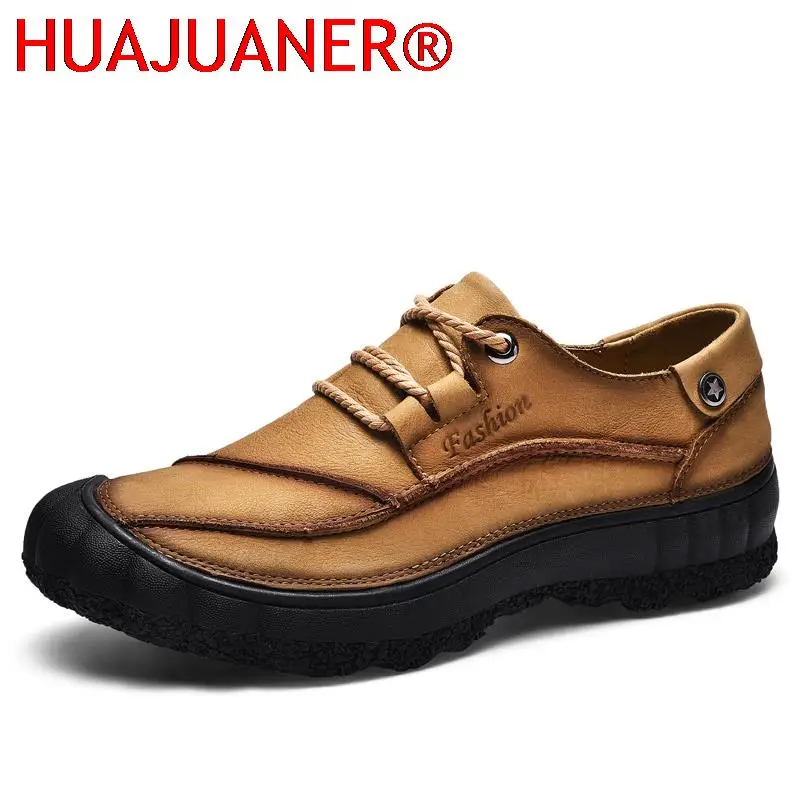 

Fashion Sneakers Men Genuine Leather Mens Shoes Vintage Lace-up Solid Outdoor Shoes High Quality Casual Non-Slip Platform Shoes