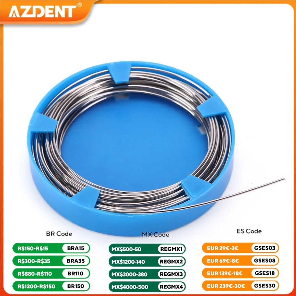 50g/Roll Dental Orthodontic Arch Wire AZDENT Stainless Steel Size 0.5/0.6/0.7/0.8/0.9/1.0mm Archwires Dentistry Tools