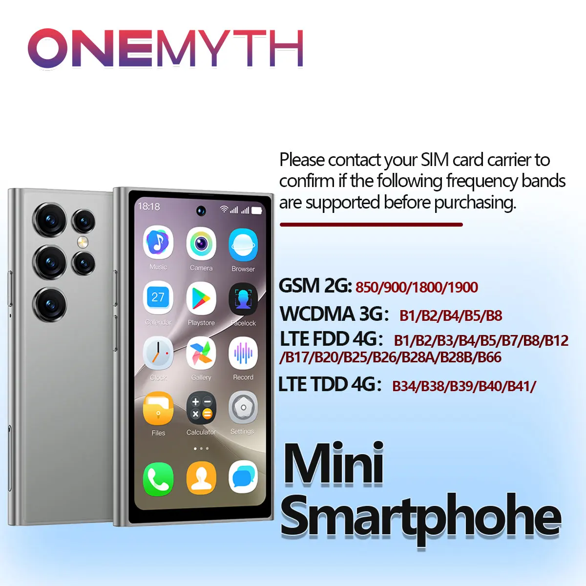 원미스 S26 프로, 4.0인치 미니 안드로이드 12 폰 |   4G LTE 글로벌 듀얼 SIM | 2GB+16GB, 긴 배터리 수명 미니 스마트폰