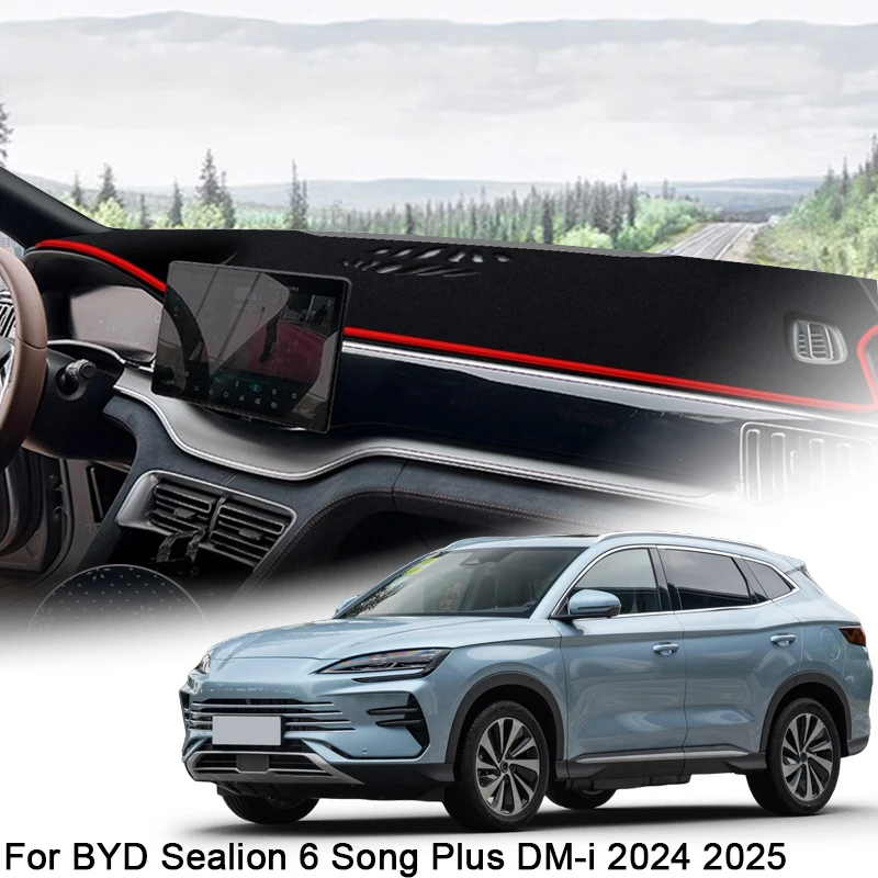 

Fit For BYD Sealion 6 Song Plus DM-i 2024 2025 Car Dashboard Protective Mat Shade Cushion Pad Rose Carpet Mat Cover Accessories