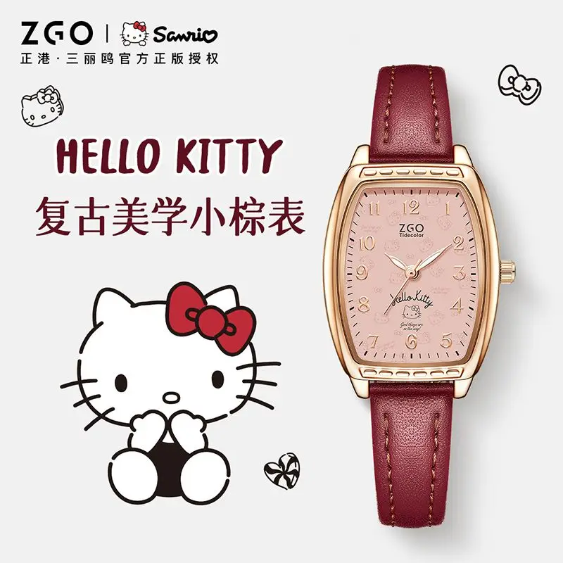 

Sanrio аниме периферийные ретро-часы Hello Kitty для женщин, нишевые, легкие роскошные, высококачественные водонепроницаемые кварцевые часы в стиле указателя