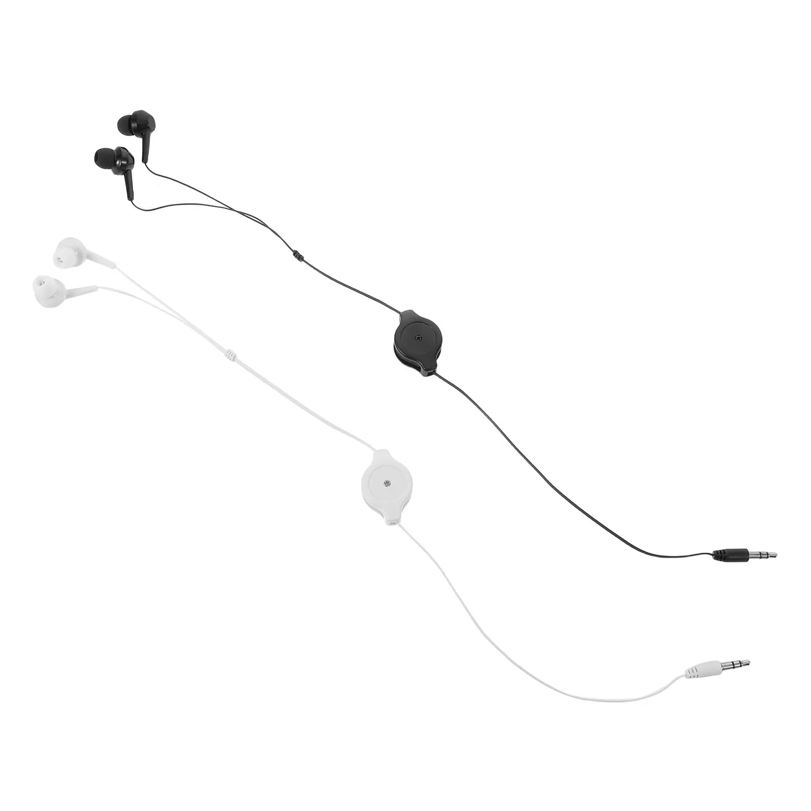 2Pcs Retractable Wired Earbuds Stereo Earphones Portable Travel Tangle-Free 3.5mm Jack Compatible Cell Phone Laptop Tablet Wired