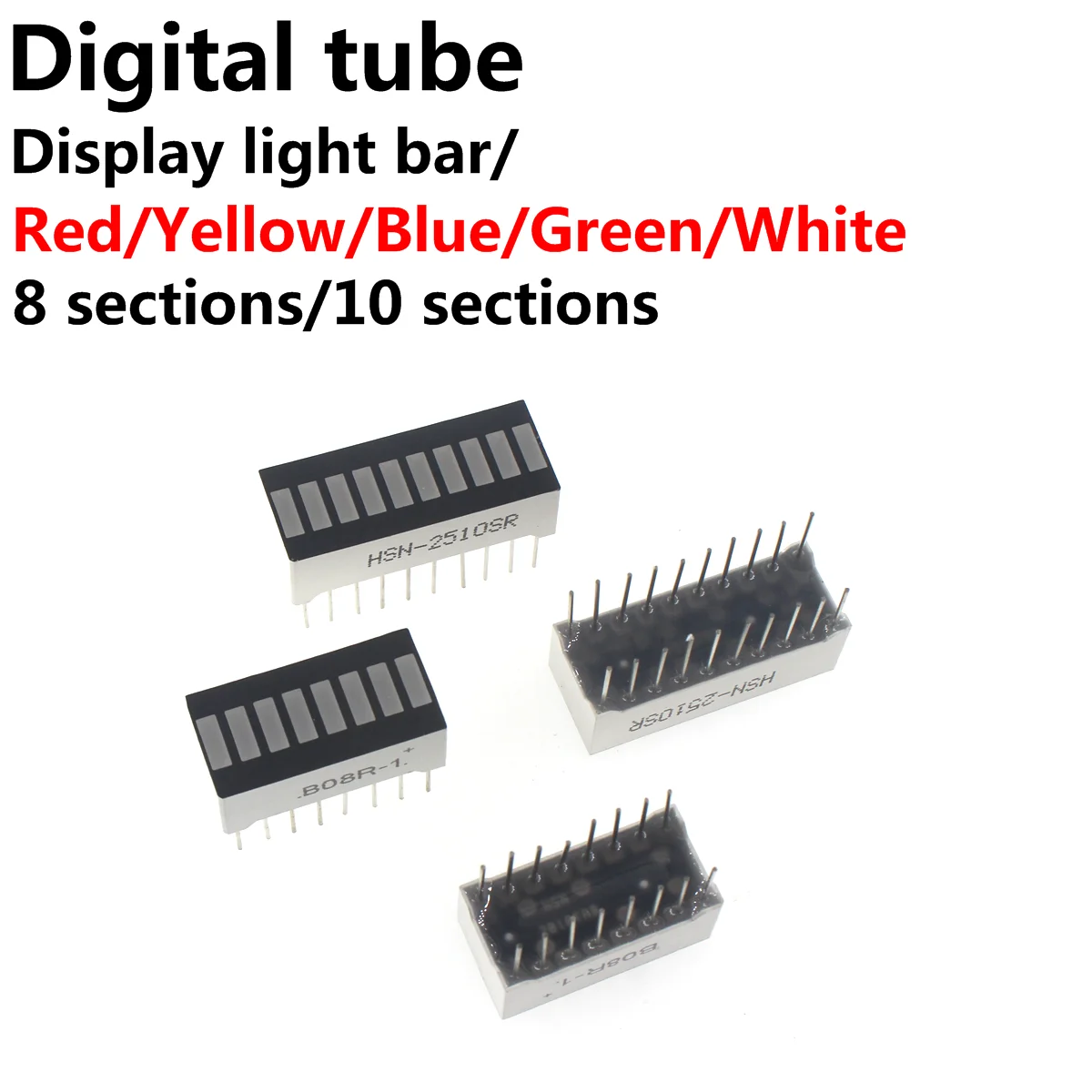 10 peças 10 8 segmentos verde vermelho azul amarelo jade branco tubo digital barra de led 10*25mm módulo de exibição b10g b10r b10bb