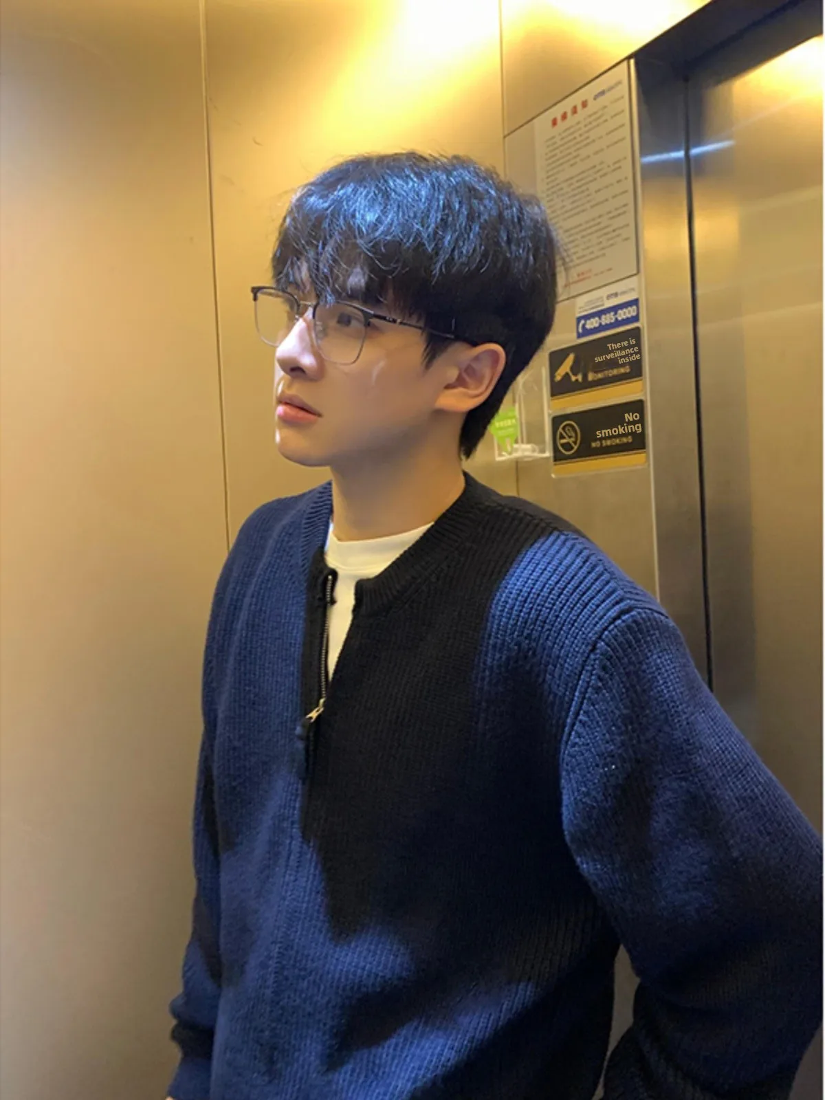 Cobalt Blue Men's Knitwear Autumn Winter American Retro Lazy Style Teenage Boy's Sweater Loose Fit Casual Long Sleeve Basebal...