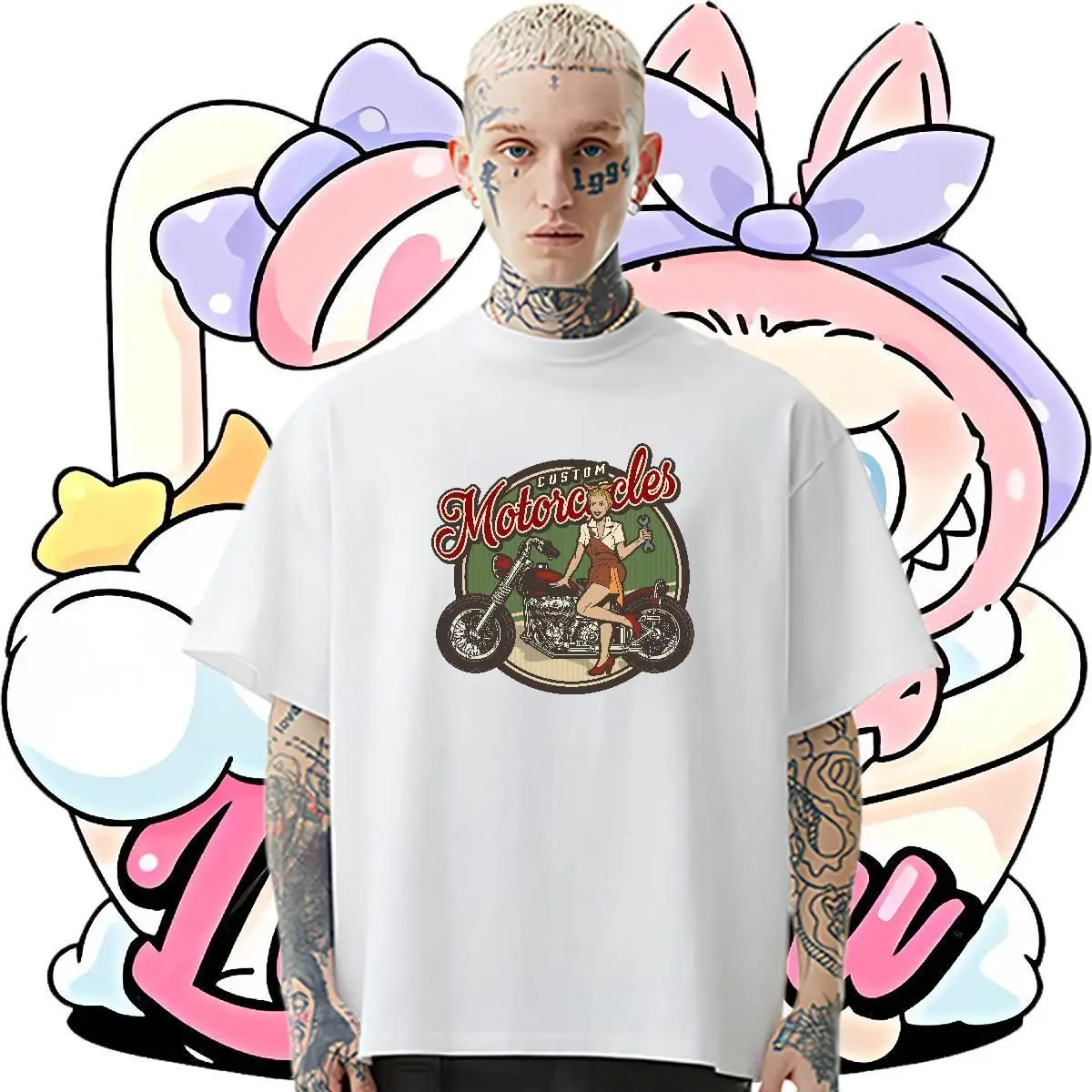 

Motorcycle Fitness Y2K Sports Men's and Women's Pure Cotton Sweat-absorbing Short-sleeved T-shirt Base Cotton Casual Daily Wear