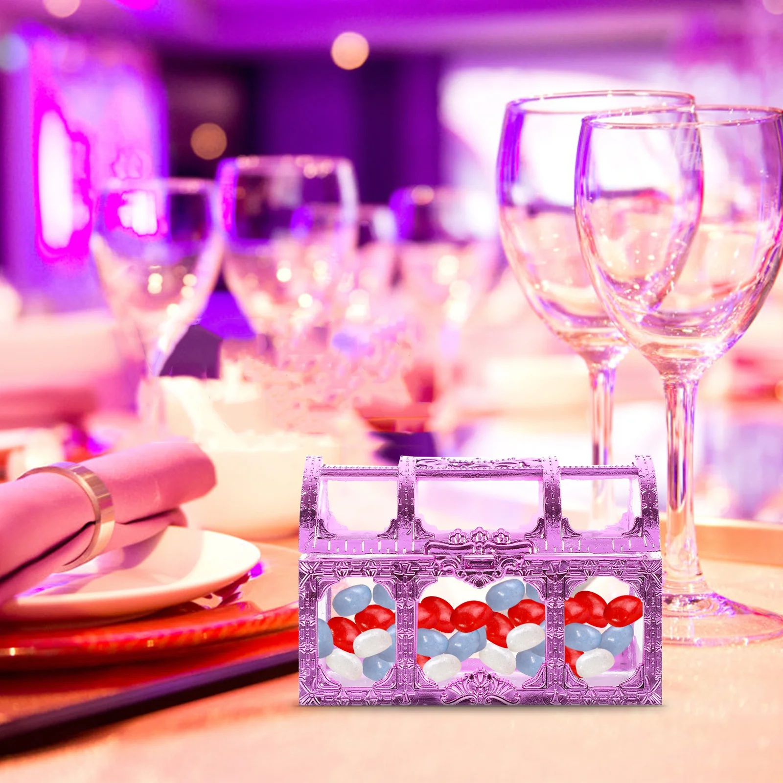 

12pcs Candy Boxes Wedding Favor Plastic Clear Jars Gift Box Chocolate Storage Party Treat Containers For Birthday Easter Baby