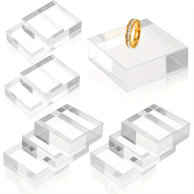

8/16pcs Acrylic Display Blocks Clear Polished Square Acrylic Display Block Stand for Jewelry Ring Accessories Photography Props