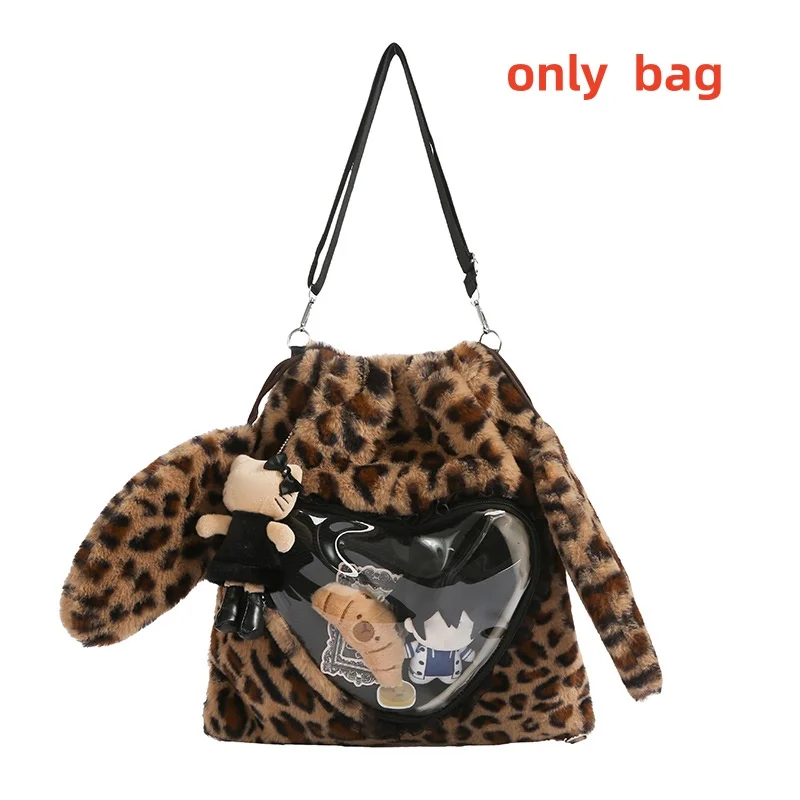 Ita Bag, Rucksack mit Klarsichtfenster, Damenmode-Plüsch-Umhängetasche mit Kordelzug, Leichte Schultasche mit großer Kapazität – Detail 1