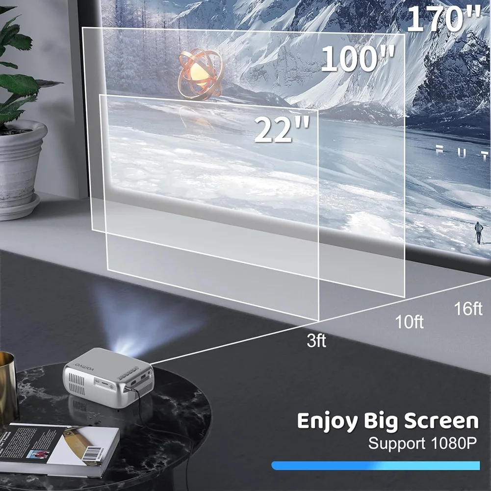 A003  Projector Mini Portable Video Projector, Movie Projectors for Home Theater for TYPE-C/USB/VGA/AV/Smartphone B EU Plug