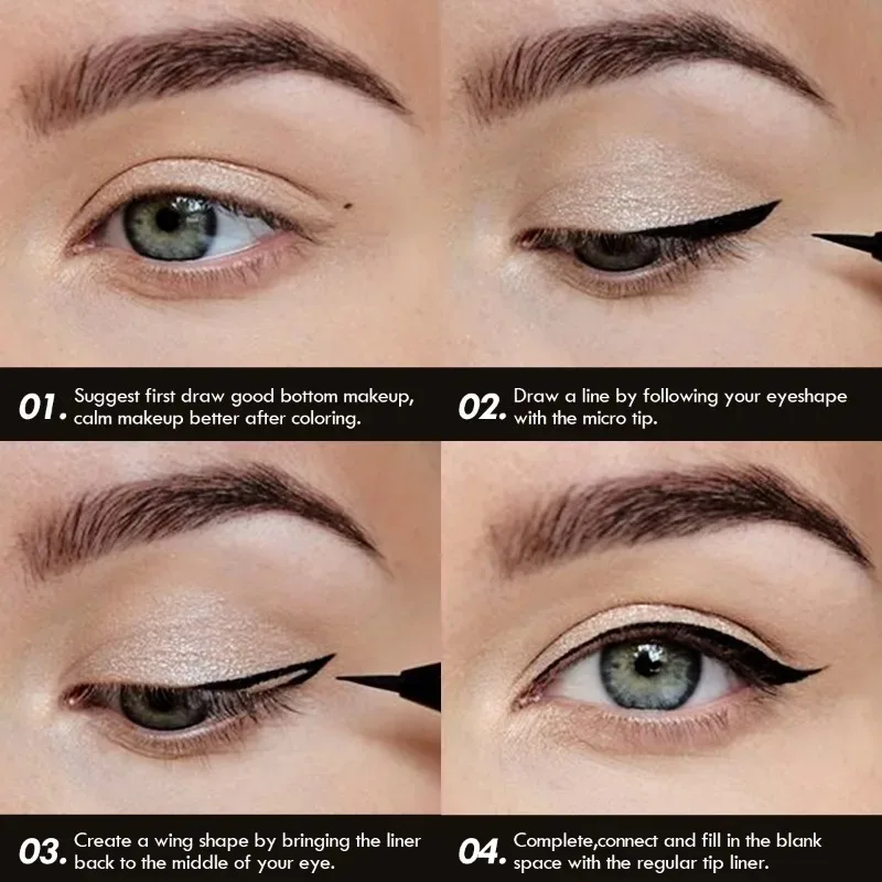 4PCS Liquid Black Eyeliner,Ultra-fine Tip for Precise Application, Quick-drying, Long-lasting Eye Makeup, Natural-looking Pencil view 5