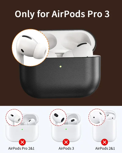 Imagen 2 del producto Funda protectora de cuero genuino Eary para AirPods Pro 3, funda duradera para auriculares para AirPods 3 Pro, funda protectora completa a prueba de golpes