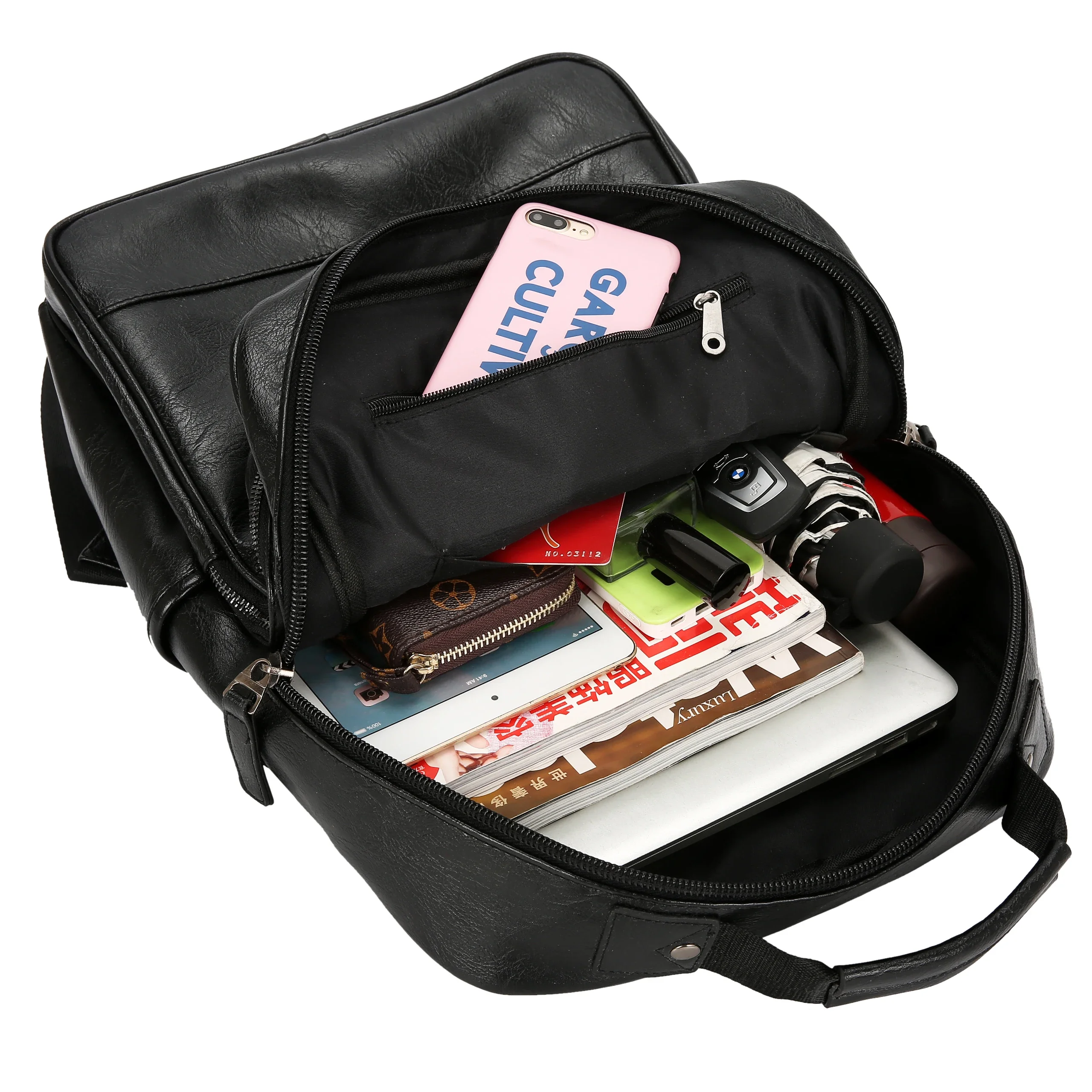 عارضة رجال الأعمال سعة كبيرة حقيبة جلدية الشباب السفر جلد الغنم الترفيه بسيط الرجال حقائب كتف حقيبة عالية الجودة #6