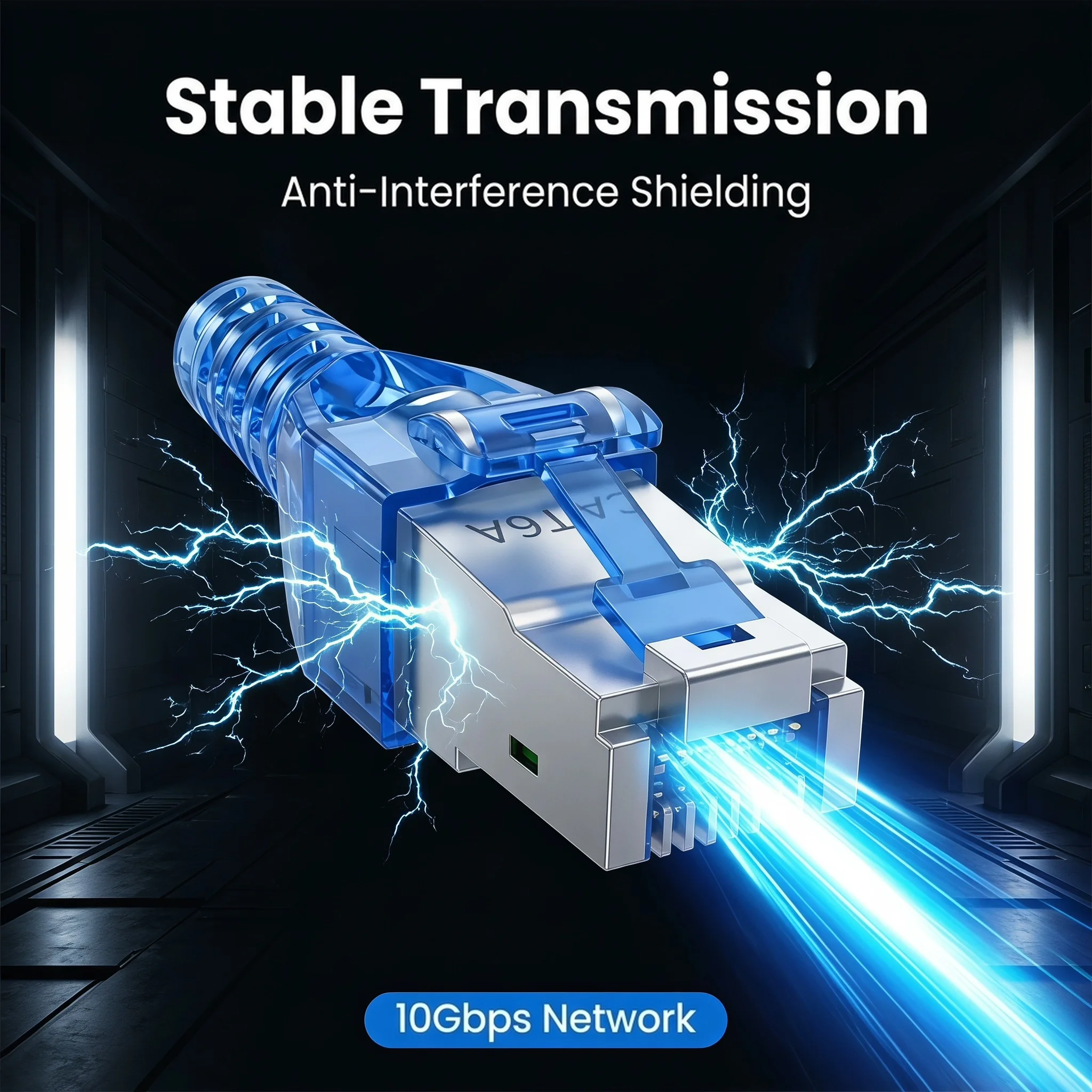 SUMMITOP Black 1PCS RJ45 CAT8 Cat7 CAT6A Tool-Free Connector Toolless RJ45 Termination Plug Reusable Shielded for Ethernet Cable