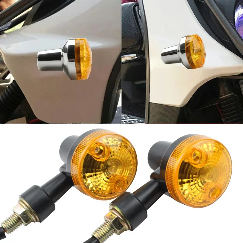 

2pcs Motorcycle turn signals retrofitted with retro yellow cap halogen bulb turn lights 125 Prince turn signal lights