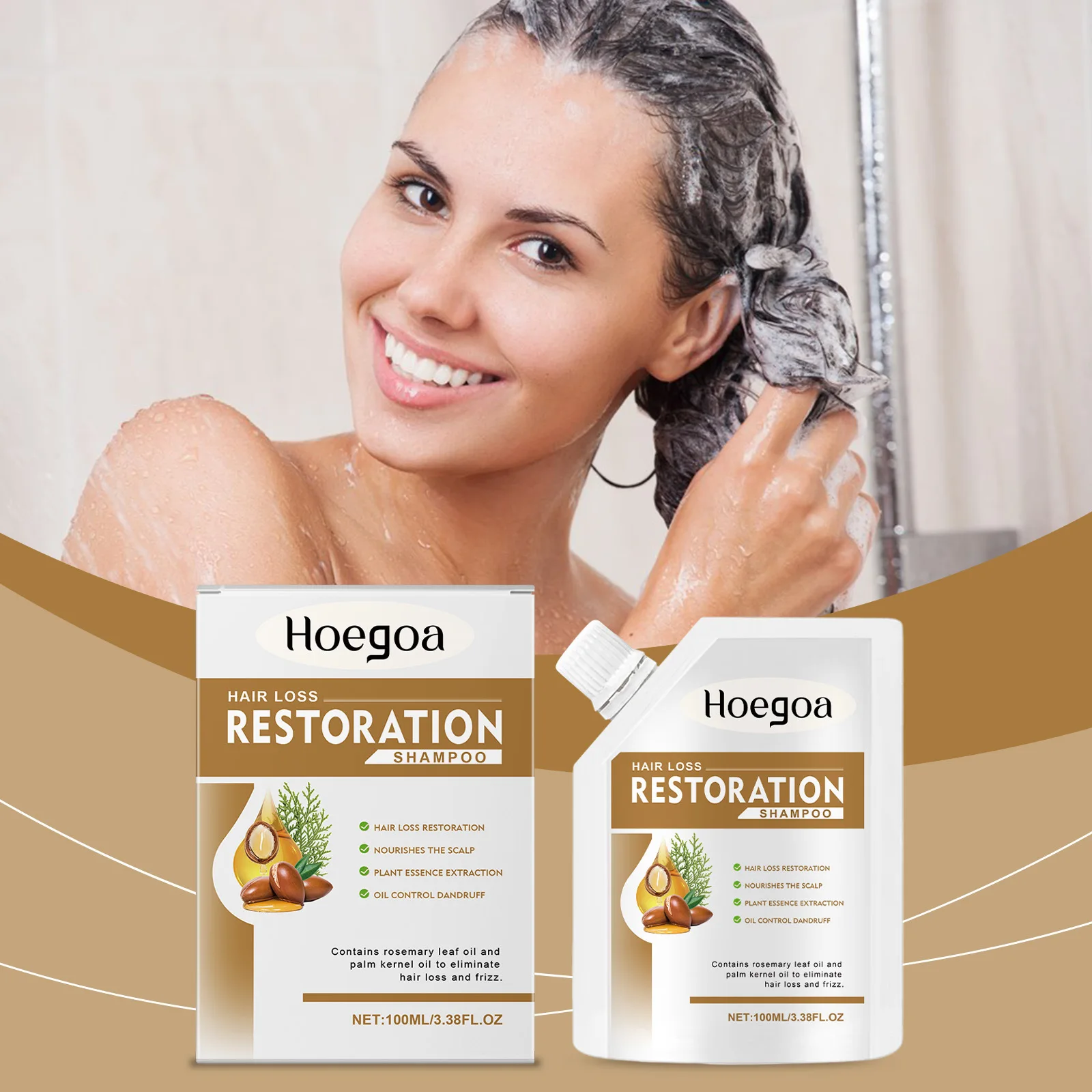 Hoegoa Hair Loss Restoration Shampoo Anti Hair Thinning Nourish Scalp Oil Control Anti Dandruff Strengthen Hair Growth Shampoo