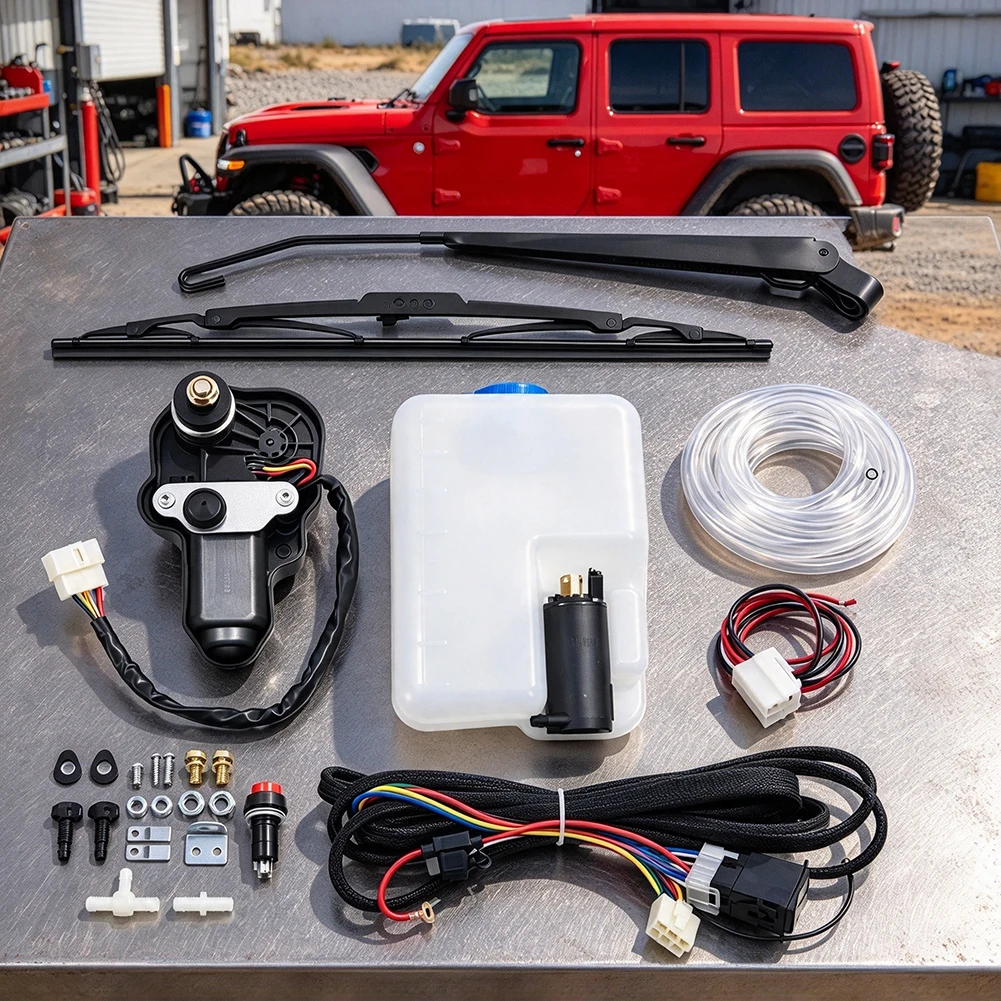 165° UTV Windshield Wiper Kit With Wiper 12V Motor 3-Position Switch For UTV Complete Installation Package 350mm 400mm Wiper