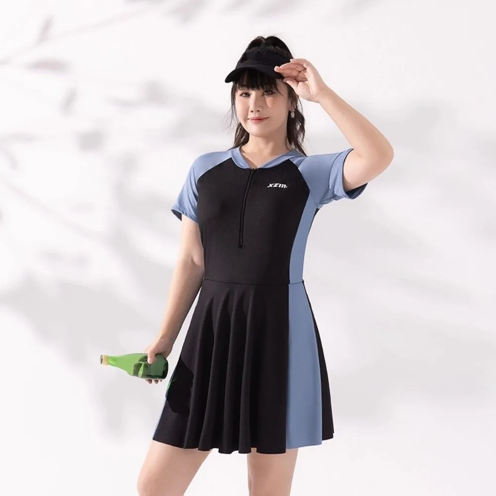 

Пляжная одежда, купальник с коротким рукавом, свободное бикини, защита от солнца, женский купальный костюм, синий, зеленый, пляжная одежда, одежда, купальники, юбка